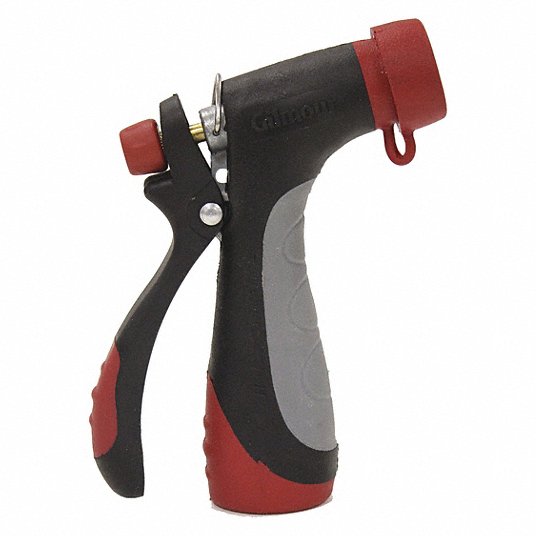 Water Nozzle: 100 psi Max. Pressure, Trigger, 3/4 in GHT, Black/Red/Maroon