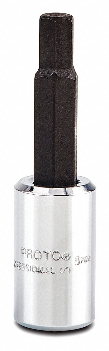 Socket Bit: 1/4 in Drive Size, Hex Tip, 5 mm Tip Size, 1 7/8 in Overall Lg, Fixed Insert