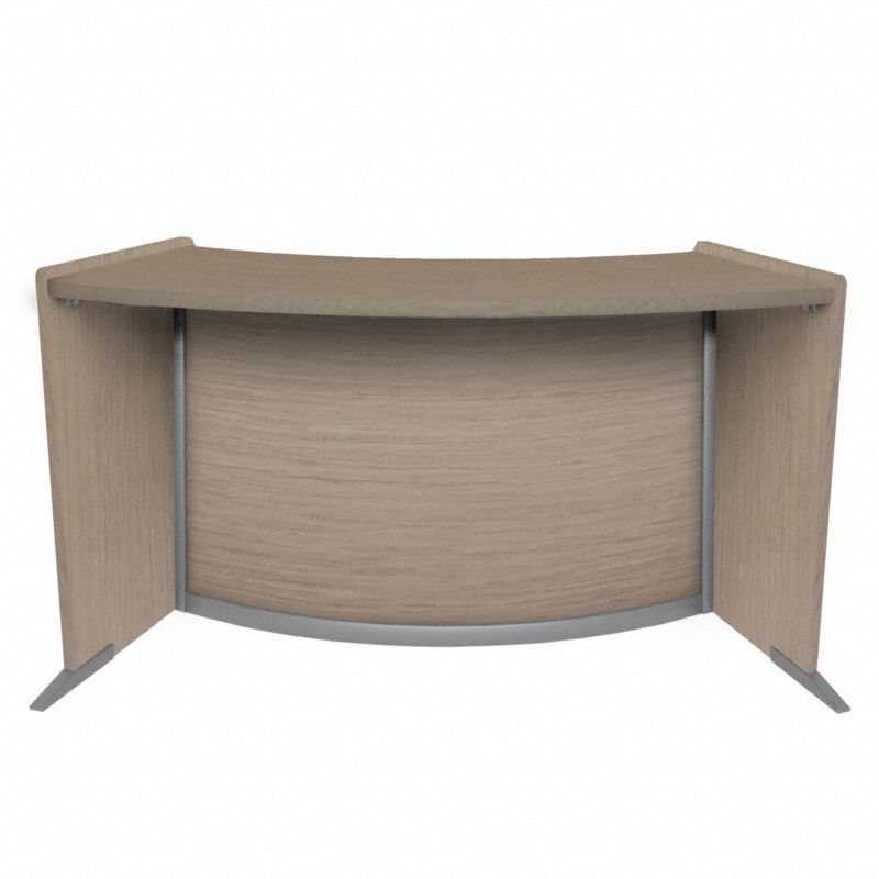 ADA Reception Station: Melamine, Oak, 33 in Overall Ht, 62 1/2 in Overall Wd, Steel, Silver
