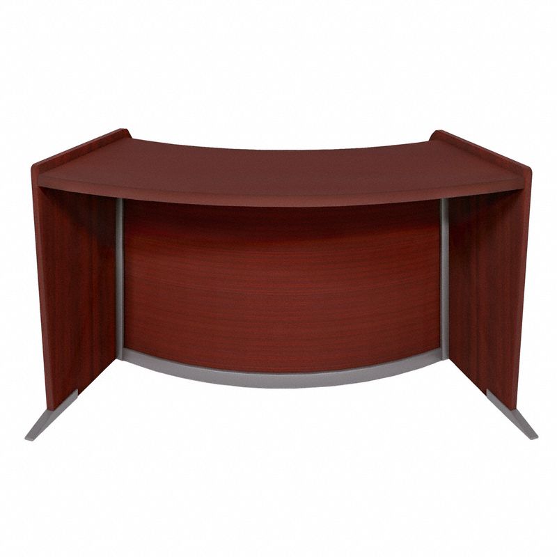 ADA Reception Station: Melamine, Mahogany, 33 in Overall Ht, 62 1/2 in Overall Wd, Steel