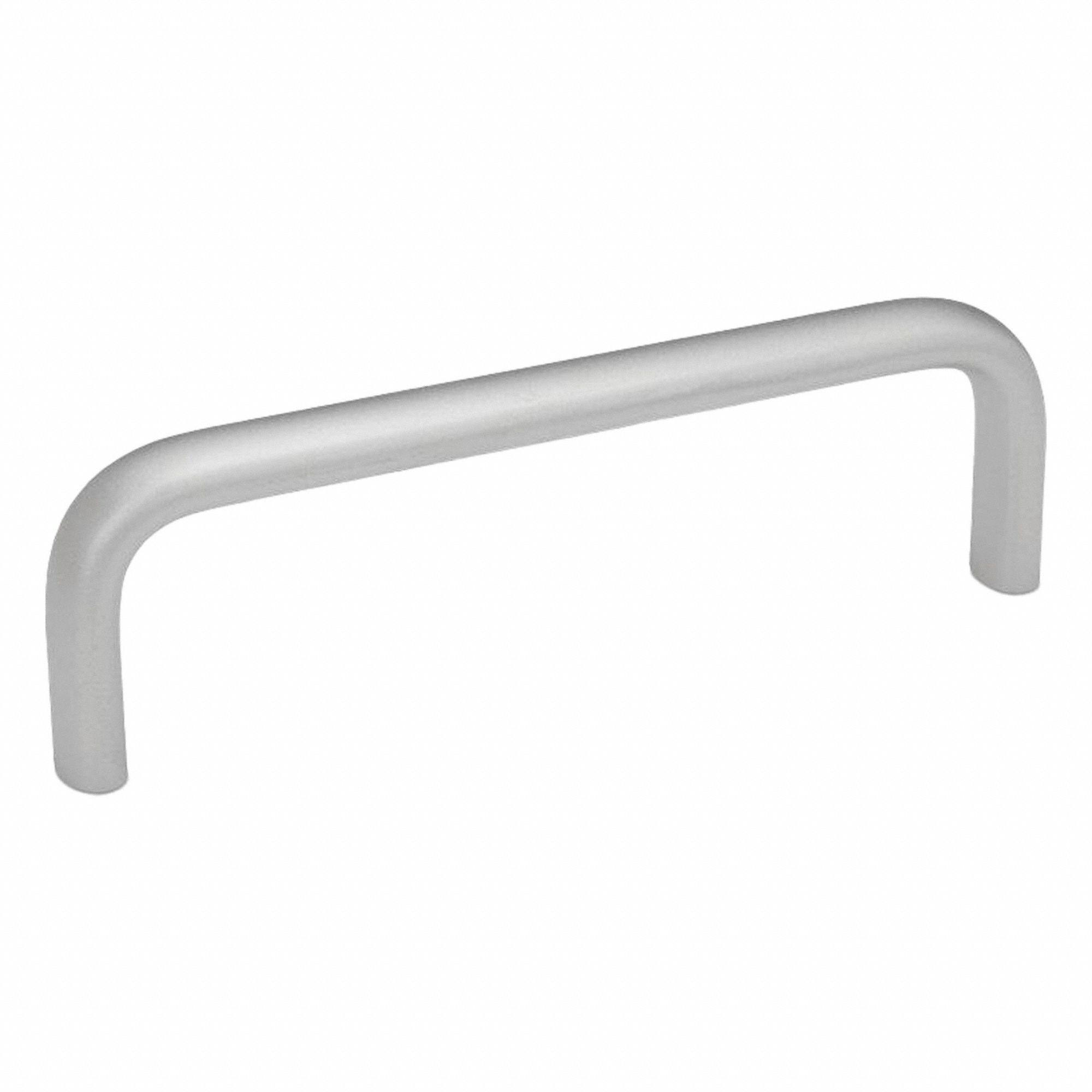 Pull Handle: Threaded Holes, Stainless Steel, Silver, 0.31 in, 3.63 in Grip Lg