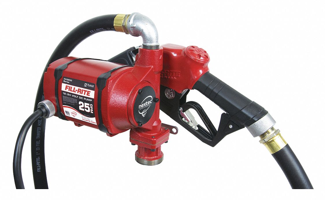 FUEL TRANSFER PUMP, ROTARY VANE, 12 VDC, 1/3 HORSEPOWER, 25 GPM, 7 X 12 X 10 IN, CAST IRON