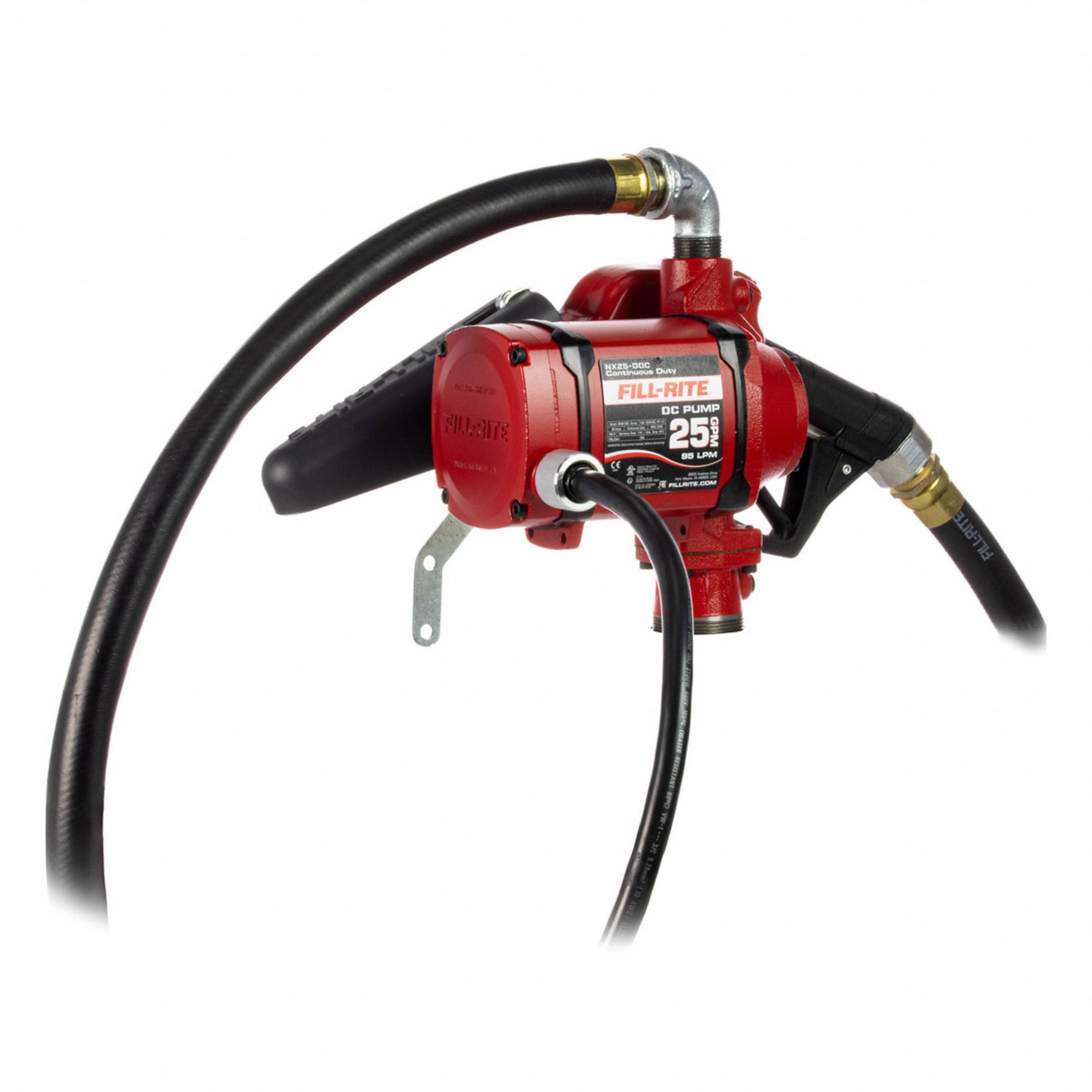 Electric Drum Pump: 24 V DC, 1/3 hp HP, 25 gpm Max. Flow Rate, Pump with Hose & Nozzle