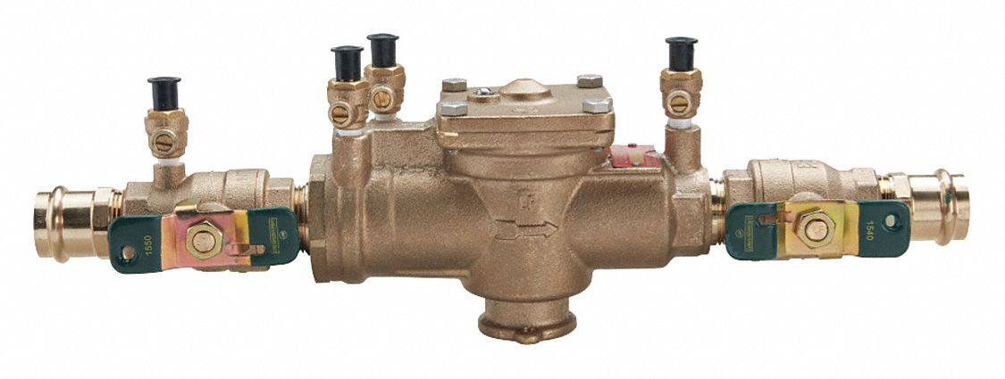 Reduced Pressure Zone Assembly: WATTS REGULATOR LF009, 1/2 in, Press, Copper Silicon Alloy, 7 in Wd