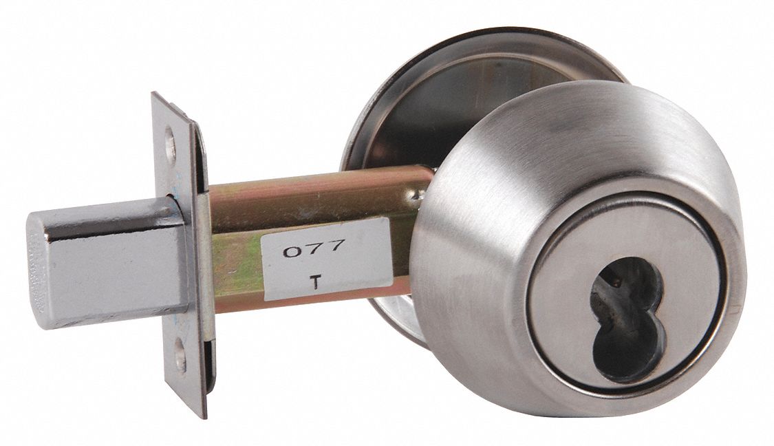 Deadbolt Lock: Cylindrical, Core Not Included, SFIC, 1 3/8 in Door Thick - Max, Chrome