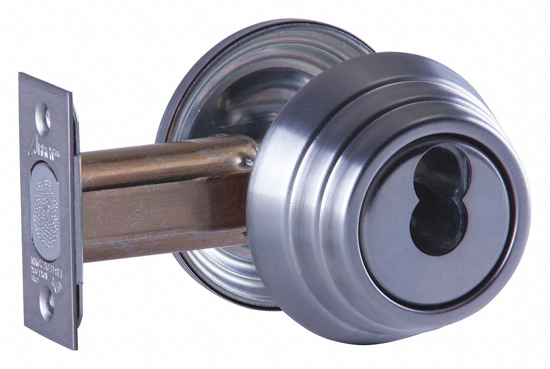 Deadbolt Lock: Cylindrical, Core Not Included, SFIC, 1 3/8 in Door Thick - Max, Chrome