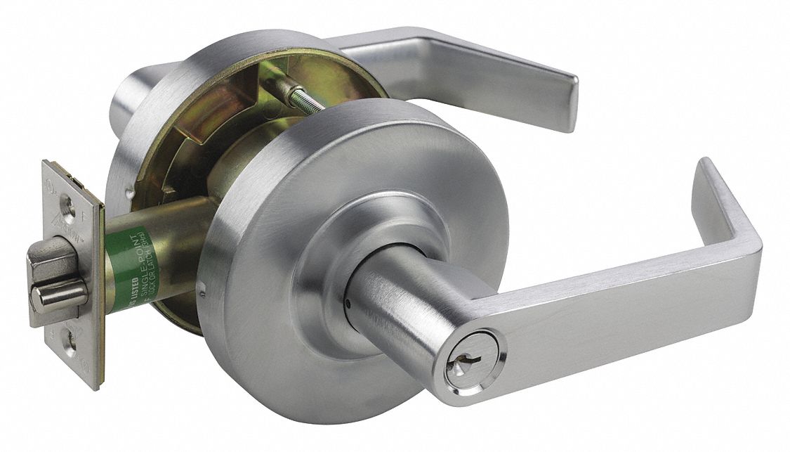 ARROW Door Lever Lockset, Mechanical, Heavy Duty, Different, Satin