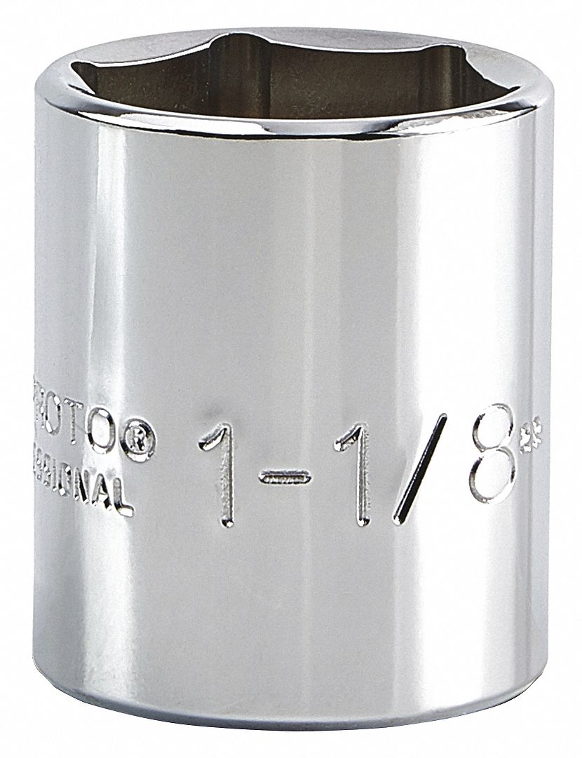 PROTO Socket, 1/2 in Drive Size, 1 1/8 in Socket Size, 6Point, Alloy