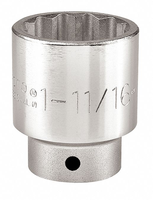 Socket: SAE, 3/4 in Drive Size, 1 11/16 in Socket Size, 12-Point, Std, Satin, Socket