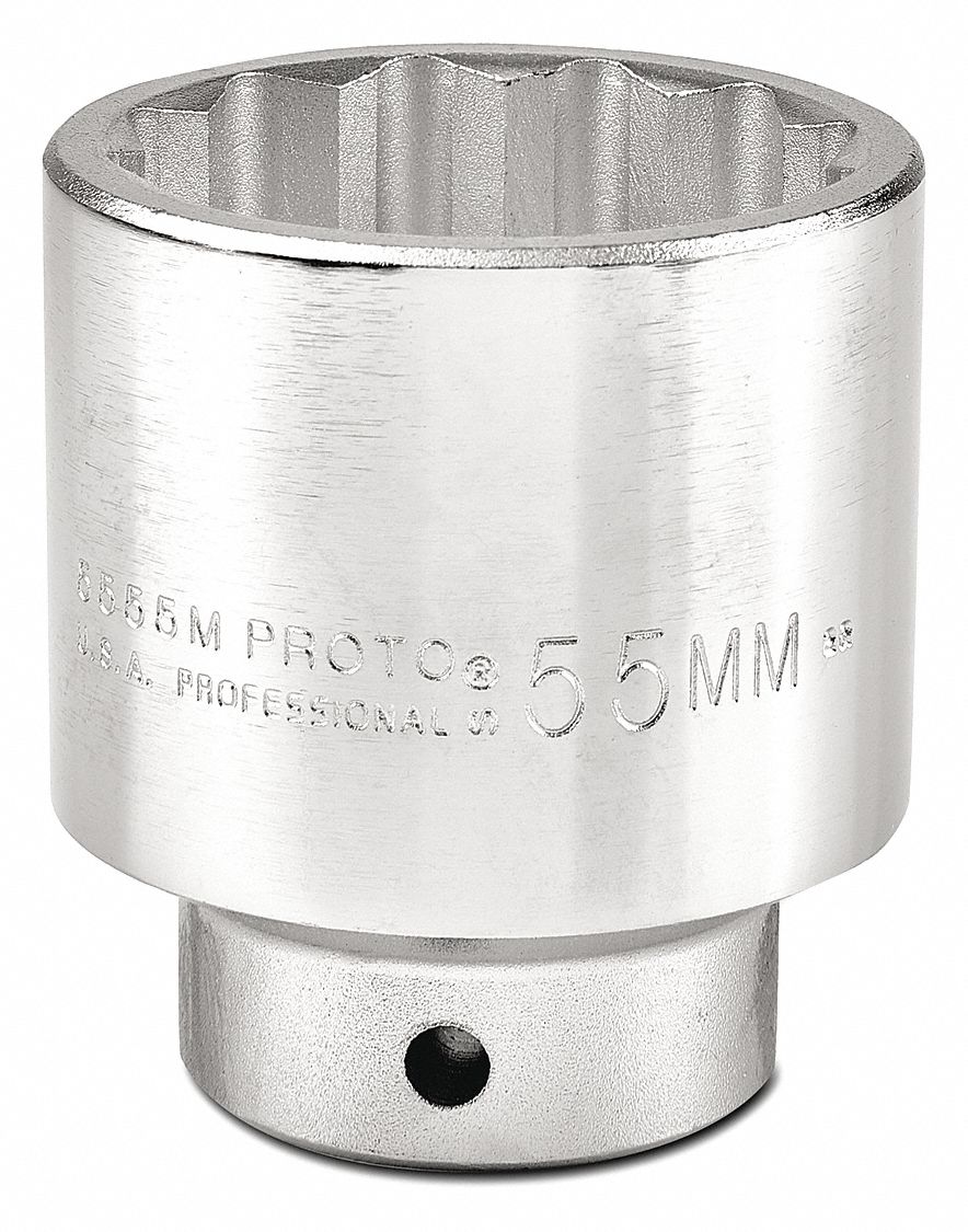 PROTO Socket, 3/4 in Drive Size, 55 mm Socket Size, 12Point, Alloy