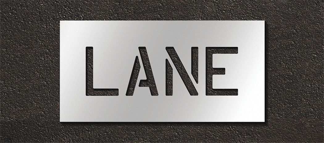 Individual Stencil: Lane, 0.125 in Thick, 12 in Overall Ht, 25 in Overall Wd, Highway Gothic
