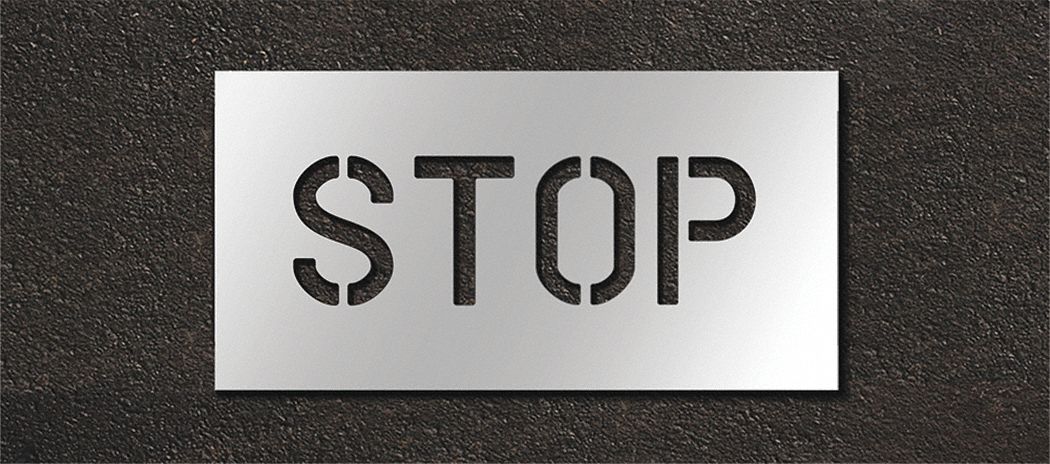 Stop, 0.125 in Thick, Pavement Stencil - 429U64|STL-108-70603 - Grainger