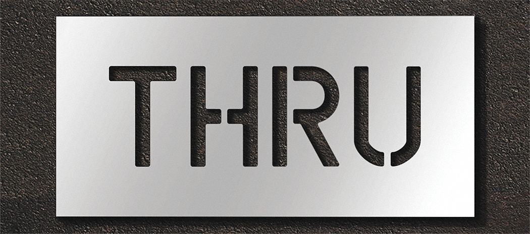 Individual Stencil: Thru, 0.125 in Thick, 12 in Overall Ht, 24 in Overall Wd, Highway Gothic