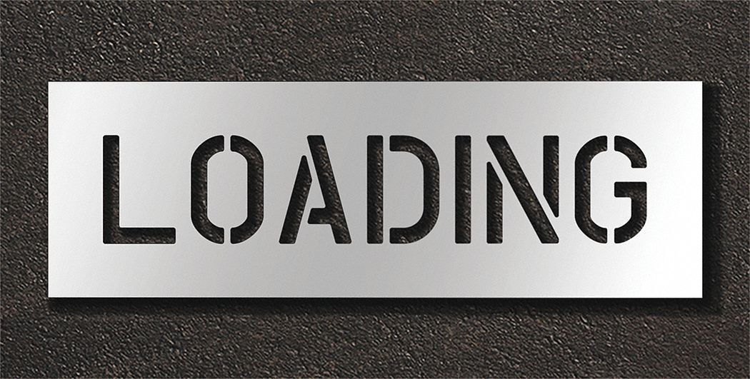 Individual Stencil: Loading, 0.125 in Thick, 12 in Overall Ht, 36 in Overall Wd, Highway Gothic