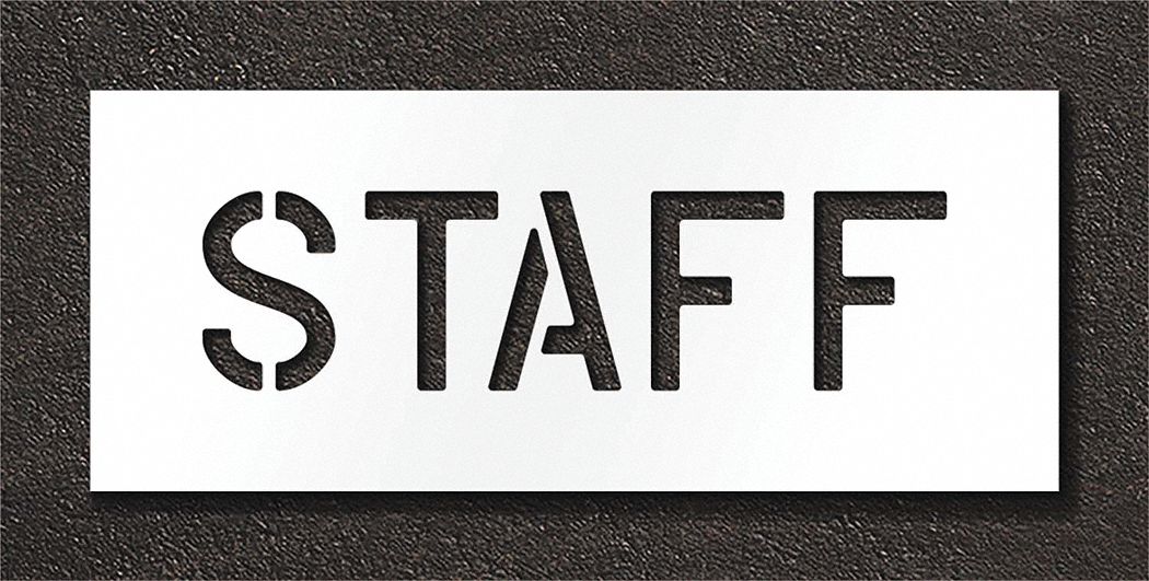 Individual Stencil: Staff, 0.125 in Thick, 12 in Overall Ht, 28 in Overall Wd, Highway Gothic