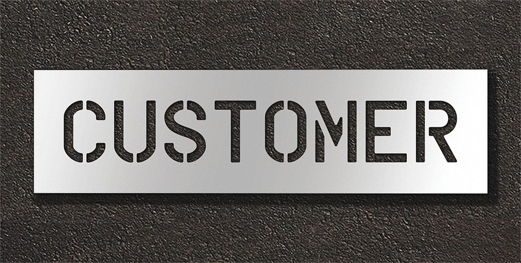 Individual Stencil: Customer, 0.125 in Thick, 12 in Overall Ht, 44 in Overall Wd, Highway Gothic