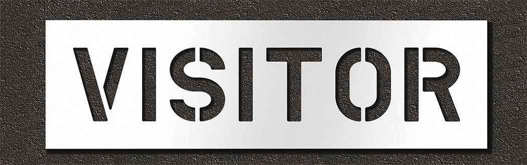 Individual Stencil: Visitor, 0.125 in Thick, 14 in Overall Ht, 48 in Overall Wd, Highway Gothic