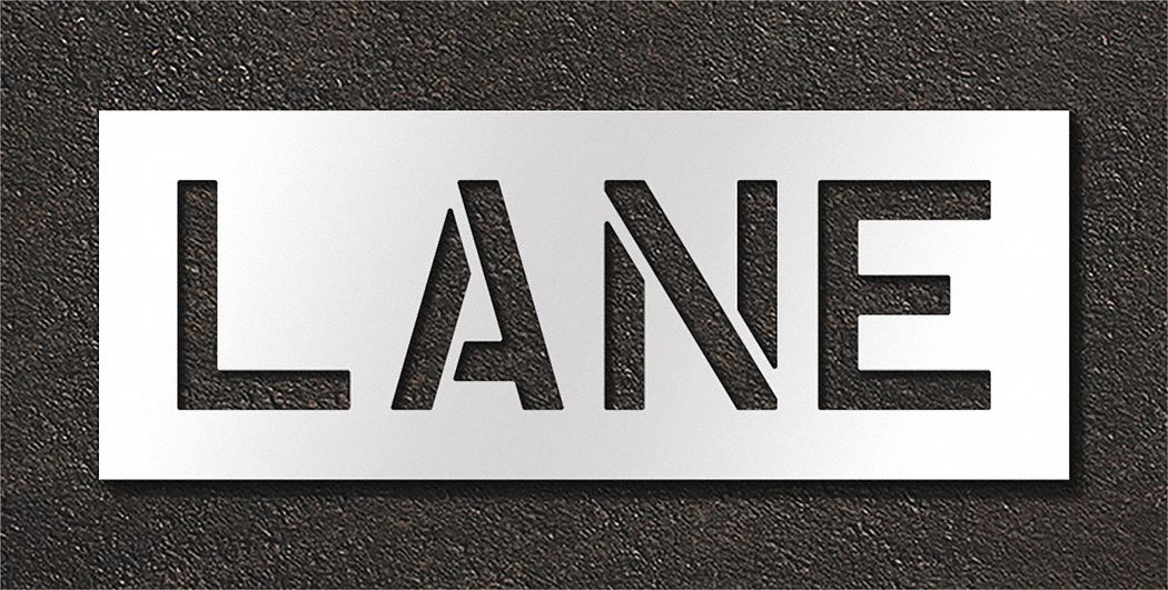 Individual Stencil: Lane, 0.125 in Thick, 10 in Overall Ht, 16 in Overall Wd, Highway Gothic