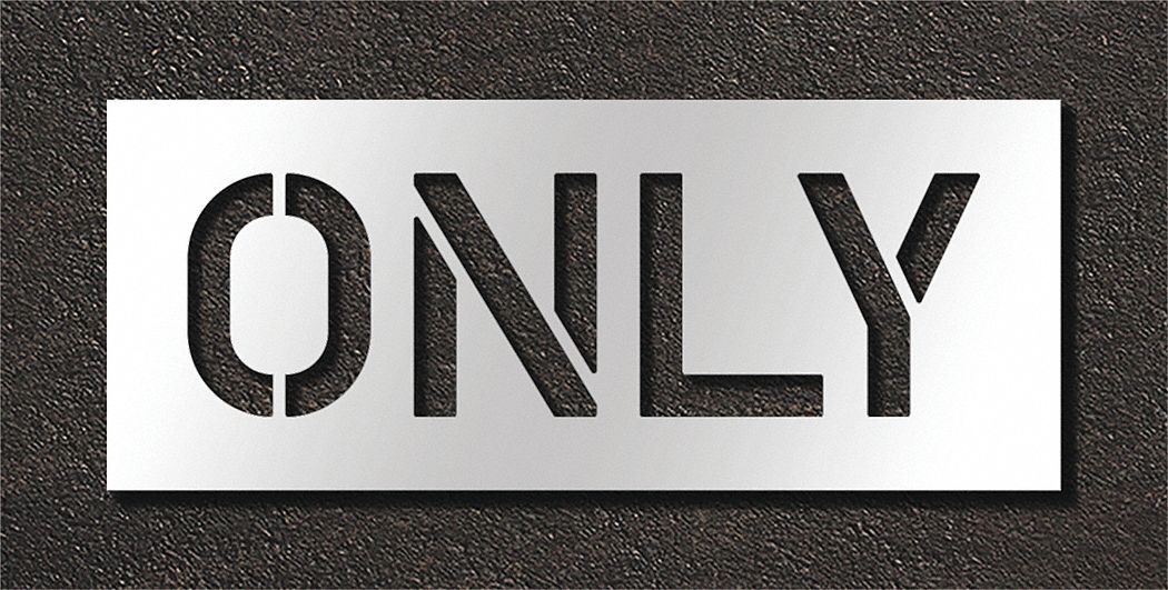 Individual Stencil: Only, 0.125 in Thick, 16 in Overall Ht, 39 in Overall Wd, Highway Gothic