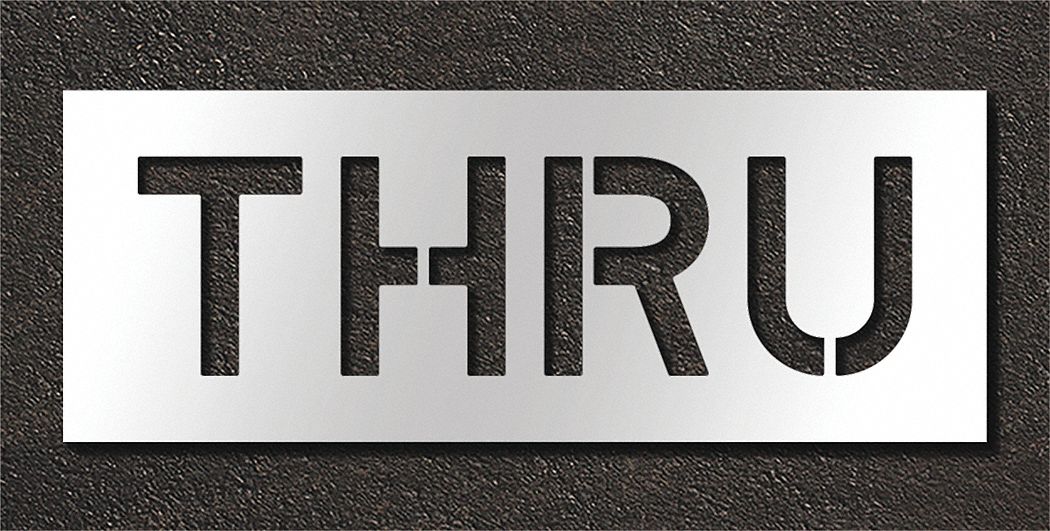 Individual Stencil: Thru, 0.125 in Thick, 16 in Overall Ht, 42 in Overall Wd, Highway Gothic
