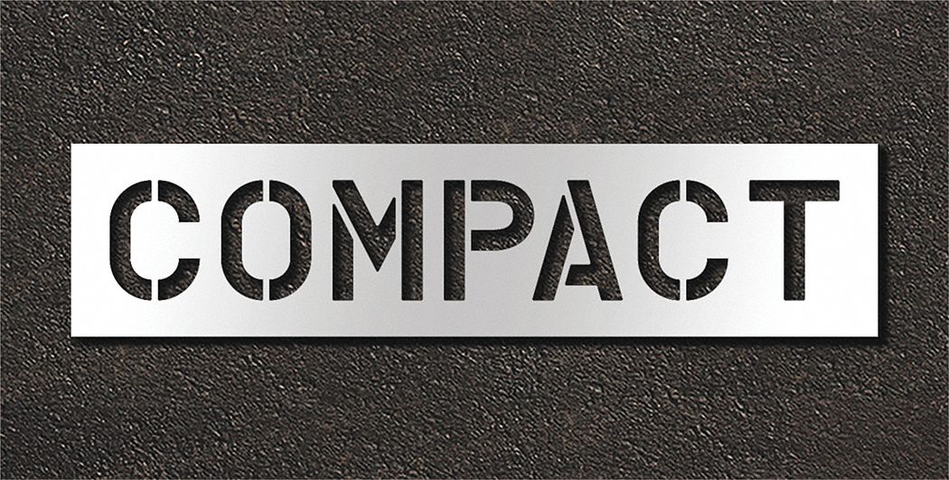 Individual Stencil: Compact, 0.125 in Thick, 16 in Overall Ht, 67 in Overall Wd, Highway Gothic