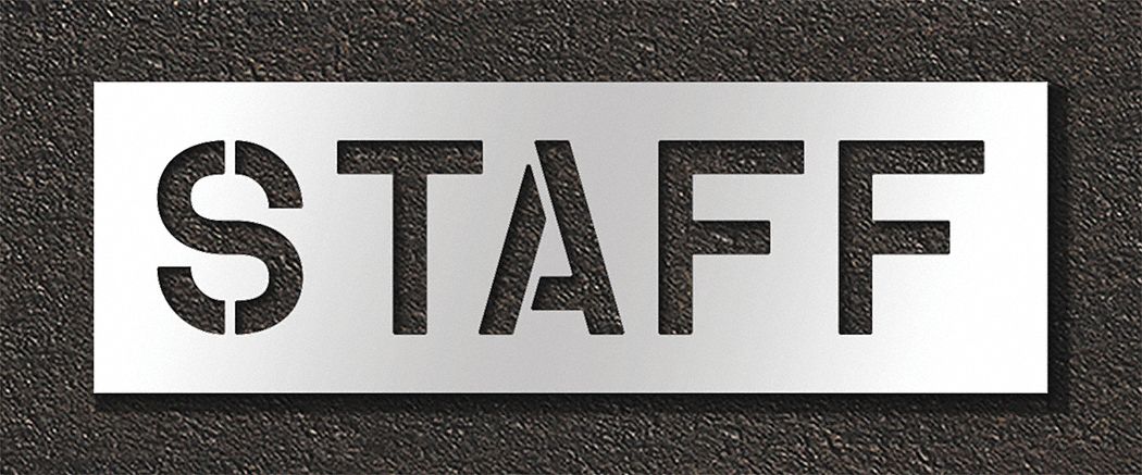 Individual Stencil: Staff, 0.125 in Thick, 16 in Overall Ht, 49 in Overall Wd, Highway Gothic