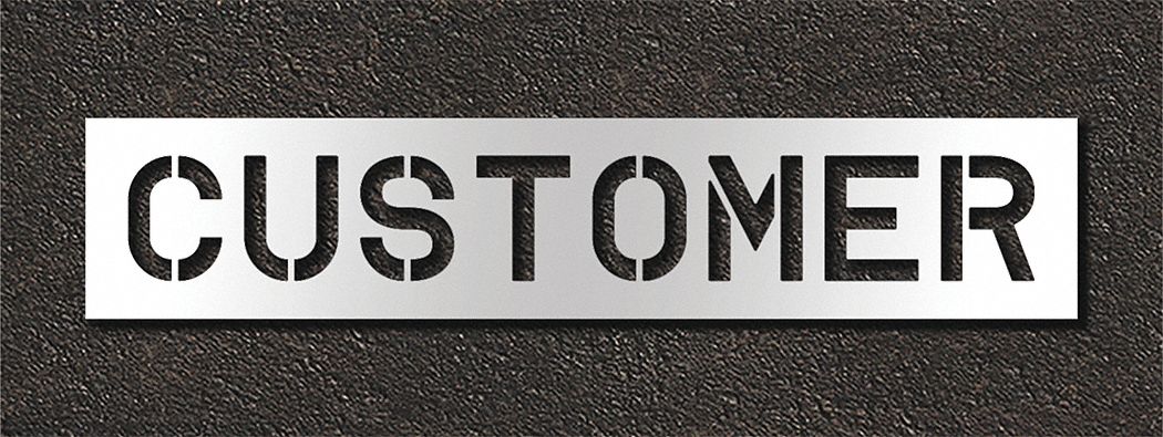 Individual Stencil: Customer, 0.125 in Thick, 16 in Overall Ht, 79 in Overall Wd, Highway Gothic