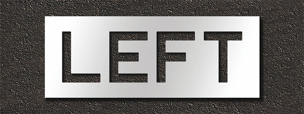 Individual Stencil: Left, 0.125 in Thick, 16 in Overall Ht, 42 in Overall Wd, Highway Gothic