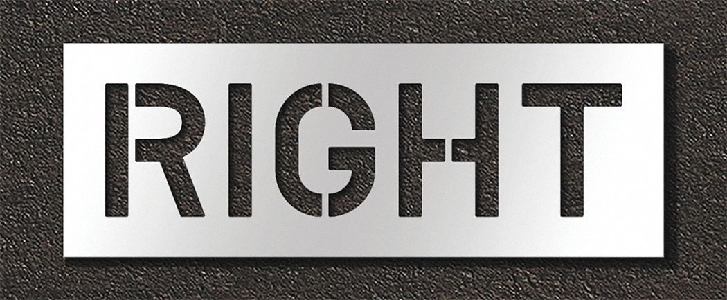 Individual Stencil: Right, 0.125 in Thick, 16 in Overall Ht, 45 in Overall Wd, Highway Gothic