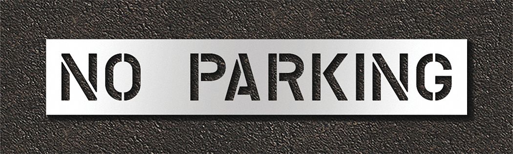 Individual Stencil: No Parking, 0.125 in Thick, 16 in Overall Ht, 89 in Overall Wd, Highway Gothic