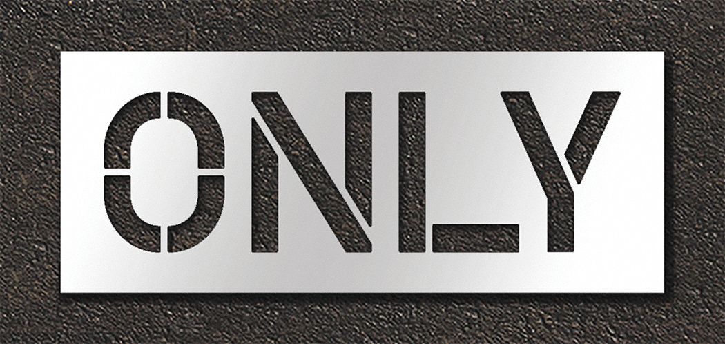 Individual Stencil: Only, 0.125 in Thick, 18 in Overall Ht, 45 in Overall Wd, Highway Gothic