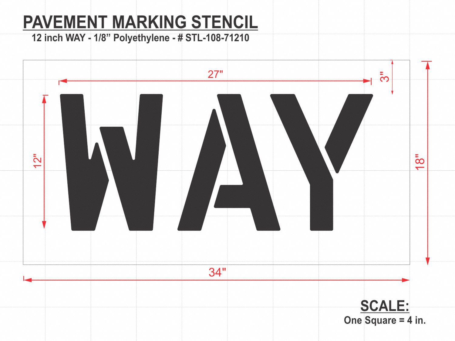 RAE Item Pavement Stencil, Character Height 12 in, Material