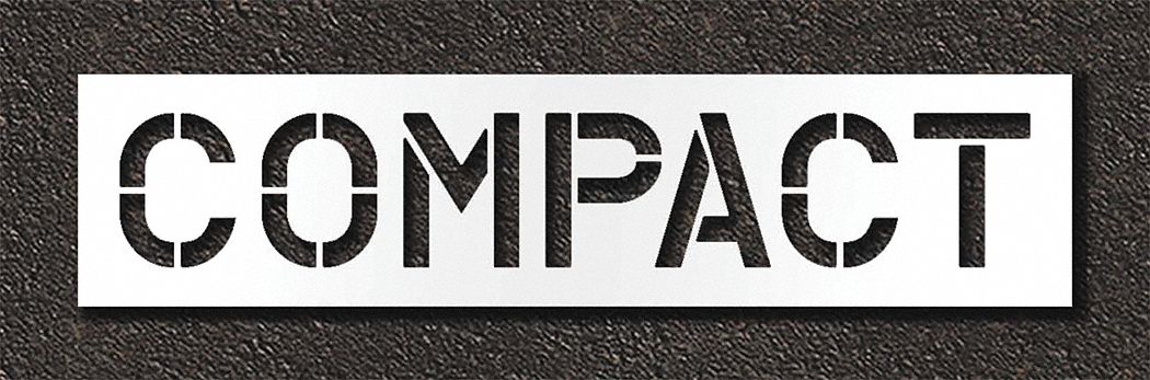Individual Stencil: Compact, 0.125 in Thick, 18 in Overall Ht, 77 in Overall Wd, Highway Gothic