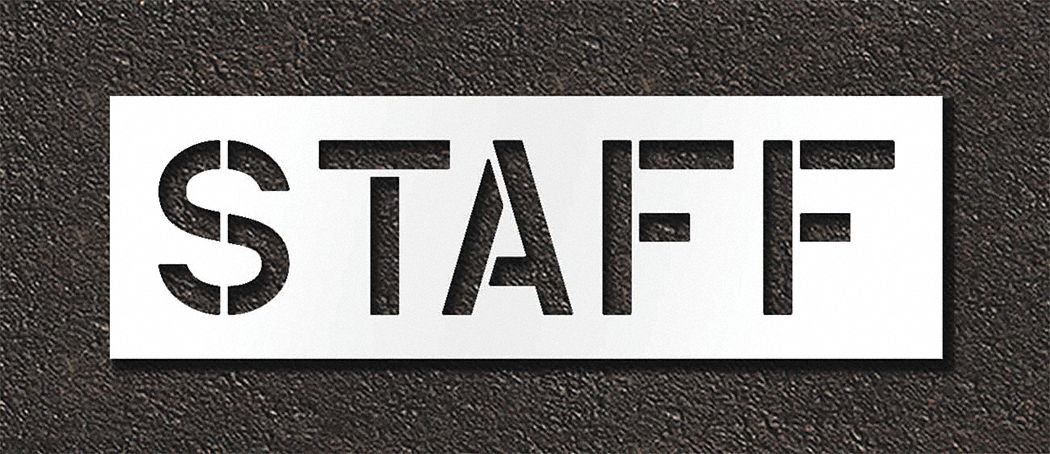 Individual Stencil: Staff, 0.125 in Thick, 18 in Overall Ht, 57 in Overall Wd, Highway Gothic