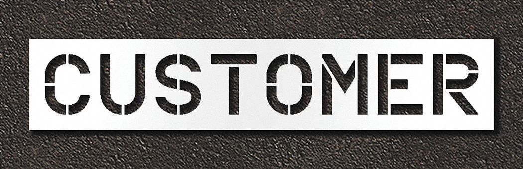 Individual Stencil: Customer, 0.125 in Thick, 18 in Overall Ht, 92 in Overall Wd, Highway Gothic
