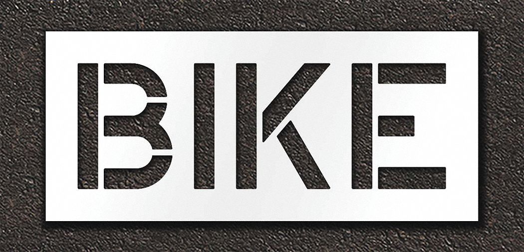 Individual Stencil: Bike, 0.125 in Thick, 18 in Overall Ht, 41 in Overall Wd, Highway Gothic