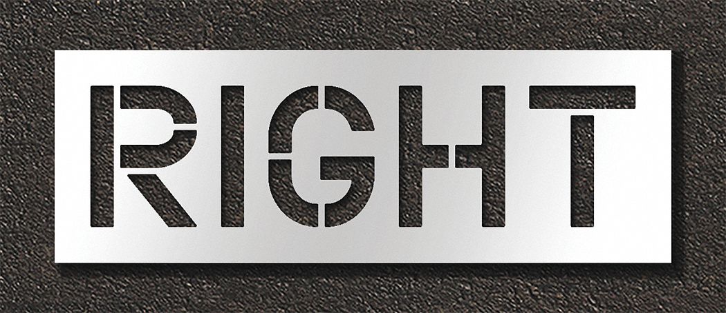 Individual Stencil: Right, 0.125 in Thick, 18 in Overall Ht, 52 in Overall Wd, Highway Gothic