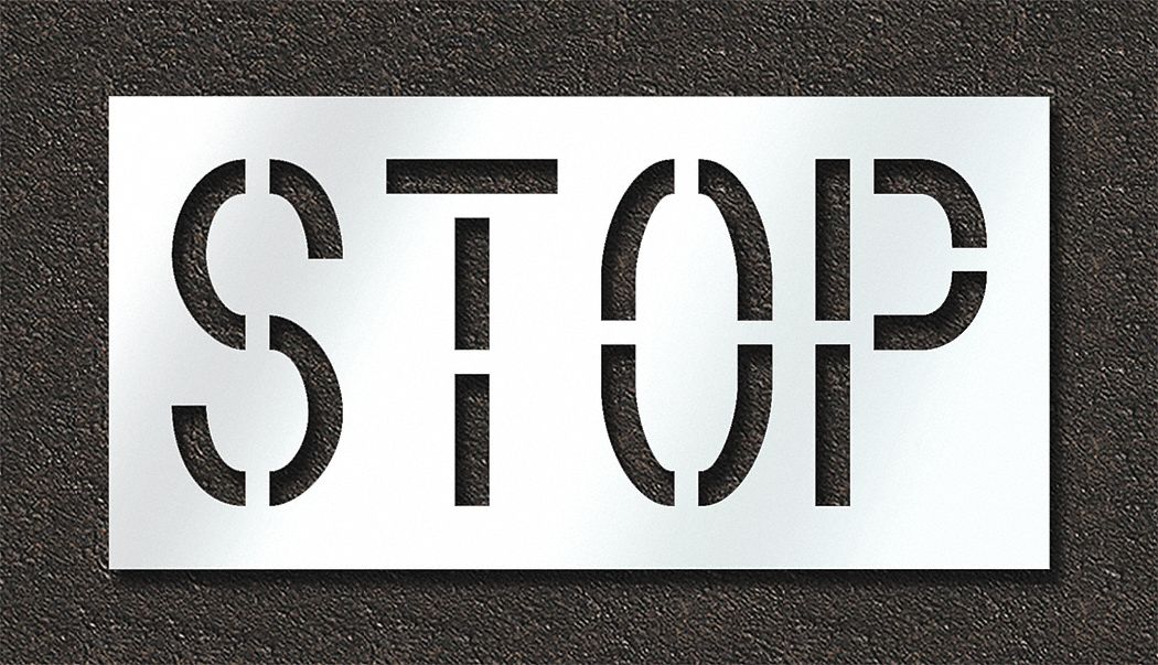 Stop, 0.125 in Thick, Pavement Stencil - 429V75|STL-108-71803 - Grainger