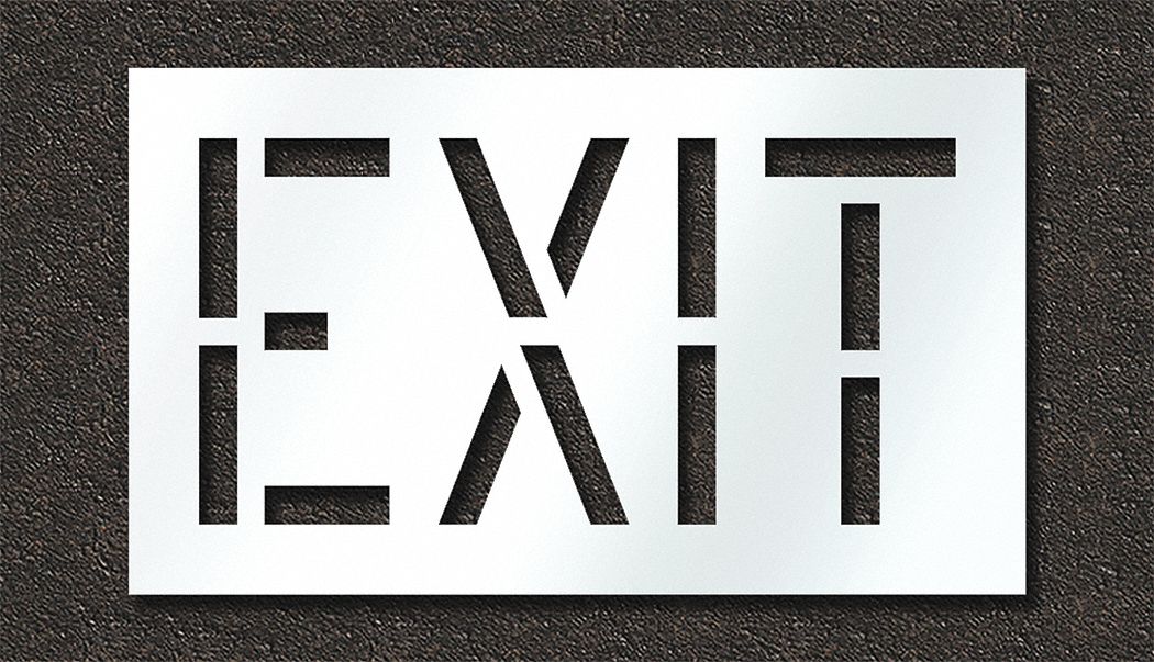 Individual Stencil: Exit, 0.125 in Thick, 24 in Overall Ht, 41 in Overall Wd, Highway Gothic