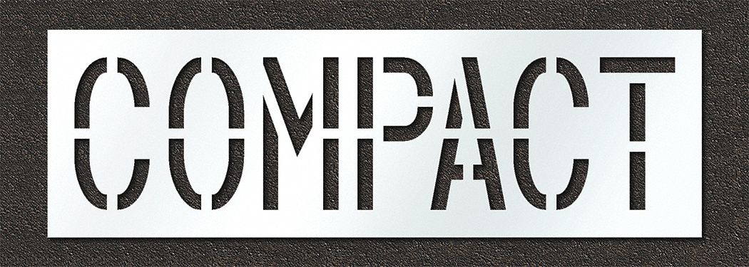Individual Stencil: Compact, 0.125 in Thick, 24 in Overall Ht, 76 in Overall Wd, Highway Gothic
