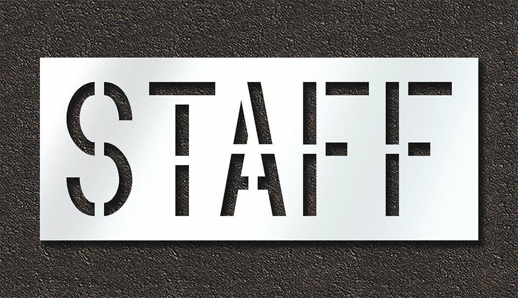 Individual Stencil: Staff, 0.125 in Thick, 24 in Overall Ht, 58 in Overall Wd, Highway Gothic