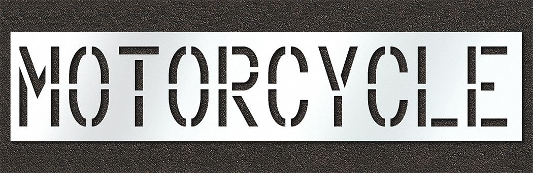 Individual Stencil: Motorcycle, 0.125 in Thick, 24 in Overall Ht, 114 in Overall Wd, Highway Gothic