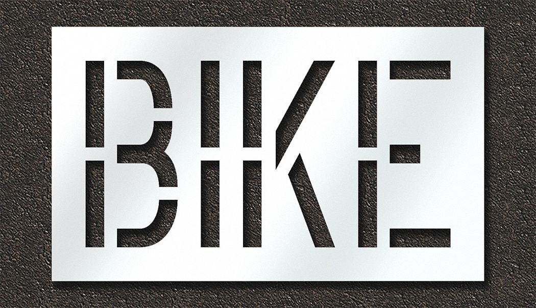 Individual Stencil: Bike, 0.125 in Thick, 24 in Overall Ht, 41 in Overall Wd, Highway Gothic