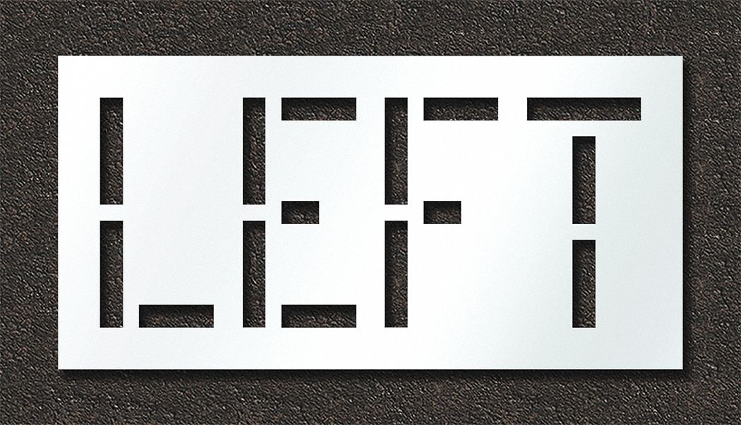 Individual Stencil: Left, 0.125 in Thick, 24 in Overall Ht, 48 in Overall Wd, Highway Gothic