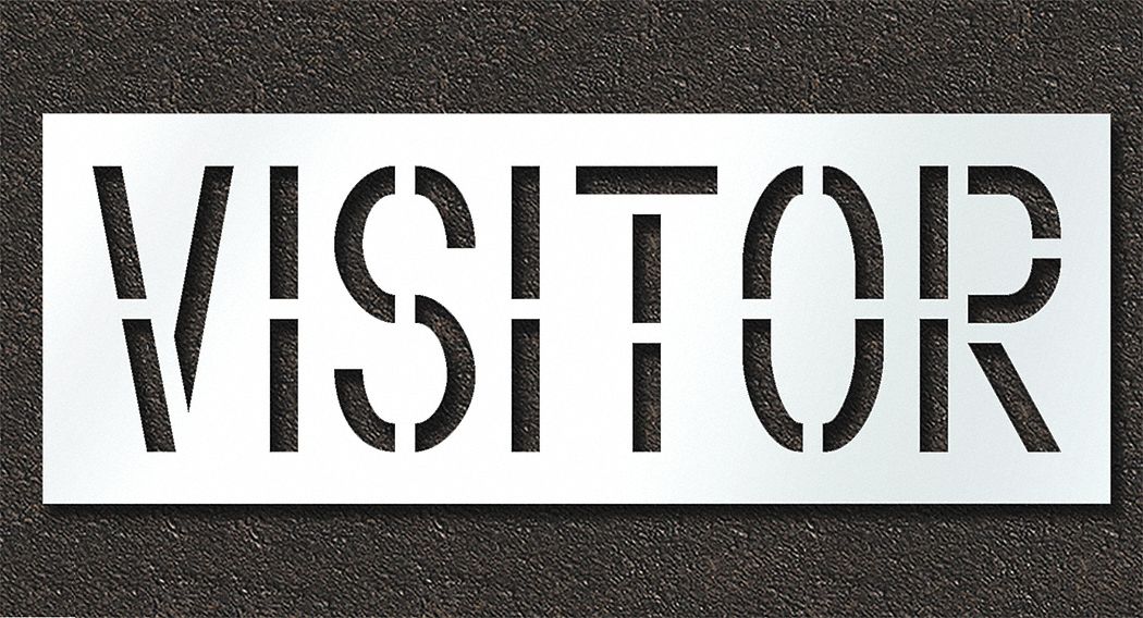Individual Stencil: Visitor, 0.125 in Thick, 24 in Overall Ht, 66 in Overall Wd, Highway Gothic