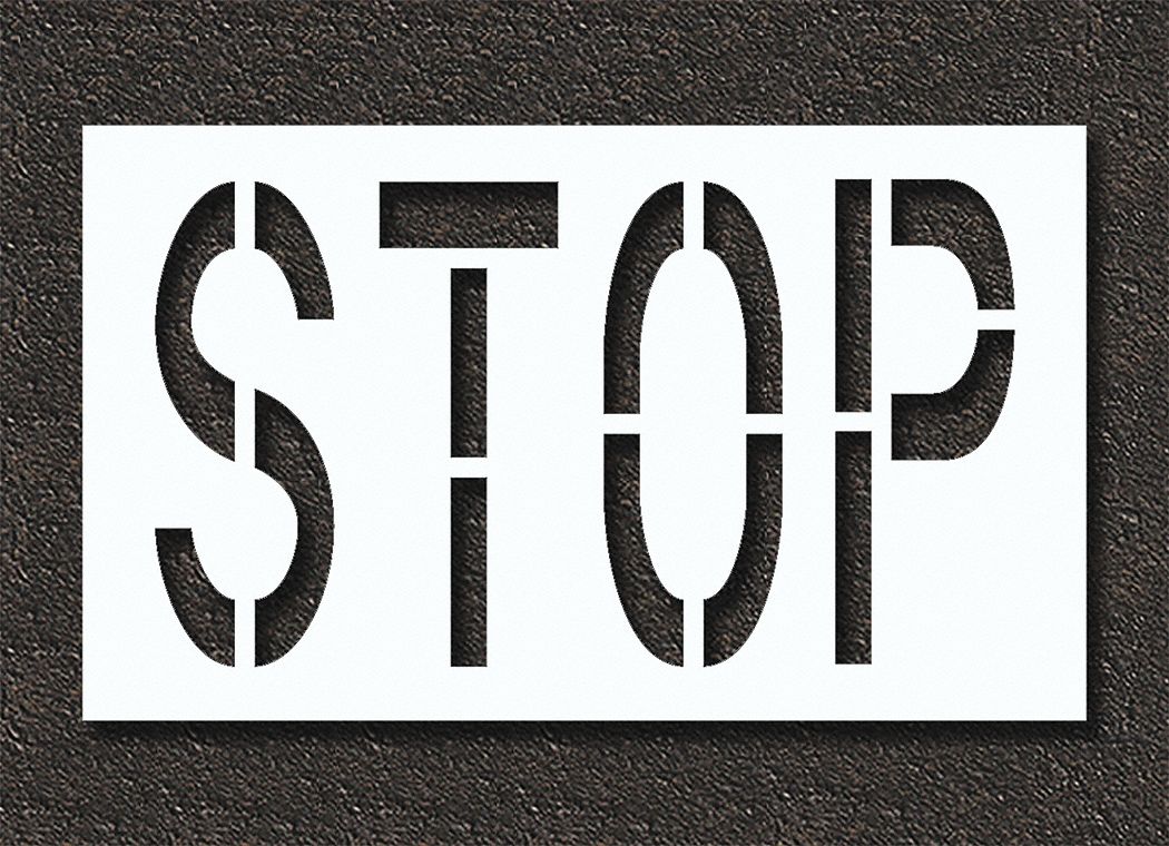 Stop, 0.125 in Thick, Pavement Stencil - 429W12|STL-108-72403 - Grainger