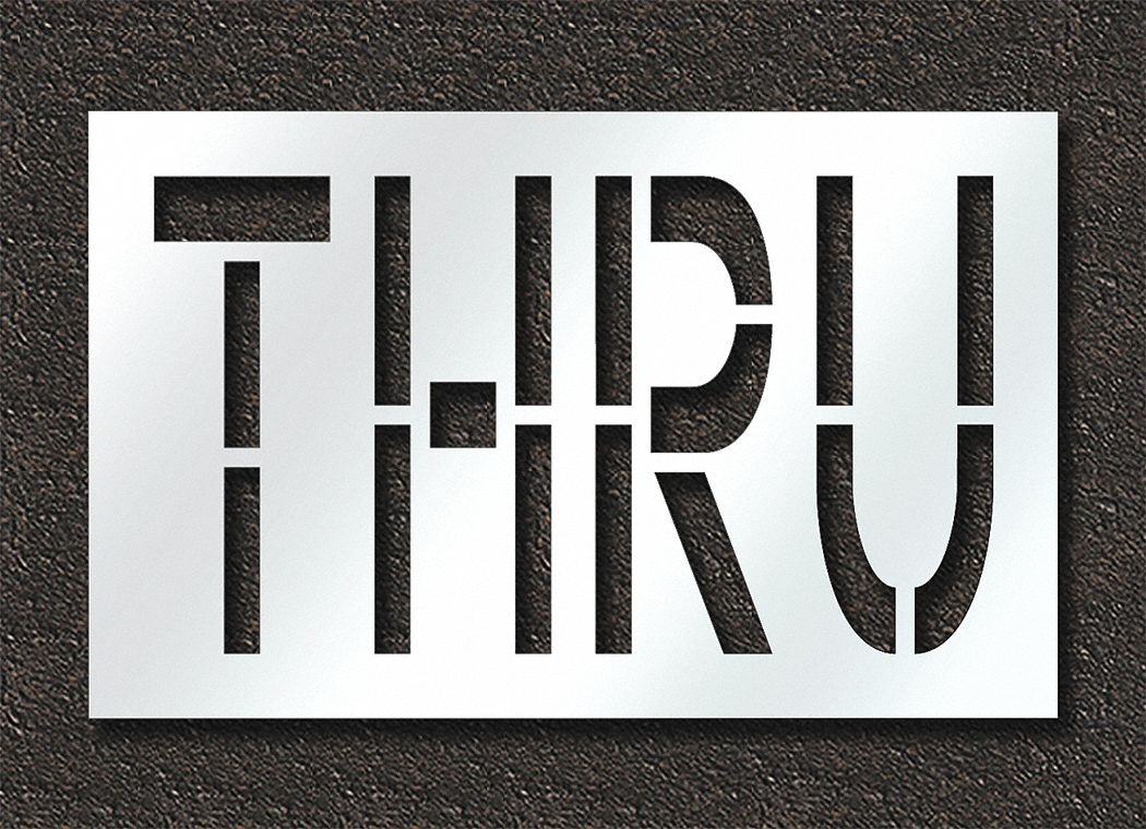 Individual Stencil: Thru, 0.125 in Thick, 30 in Overall Ht, 48 in Overall Wd, Highway Gothic