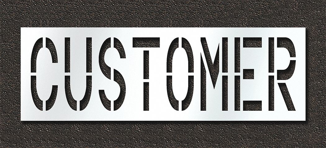 Individual Stencil: Customer, 0.125 in Thick, 30 in Overall Ht, 92 in Overall Wd, Highway Gothic
