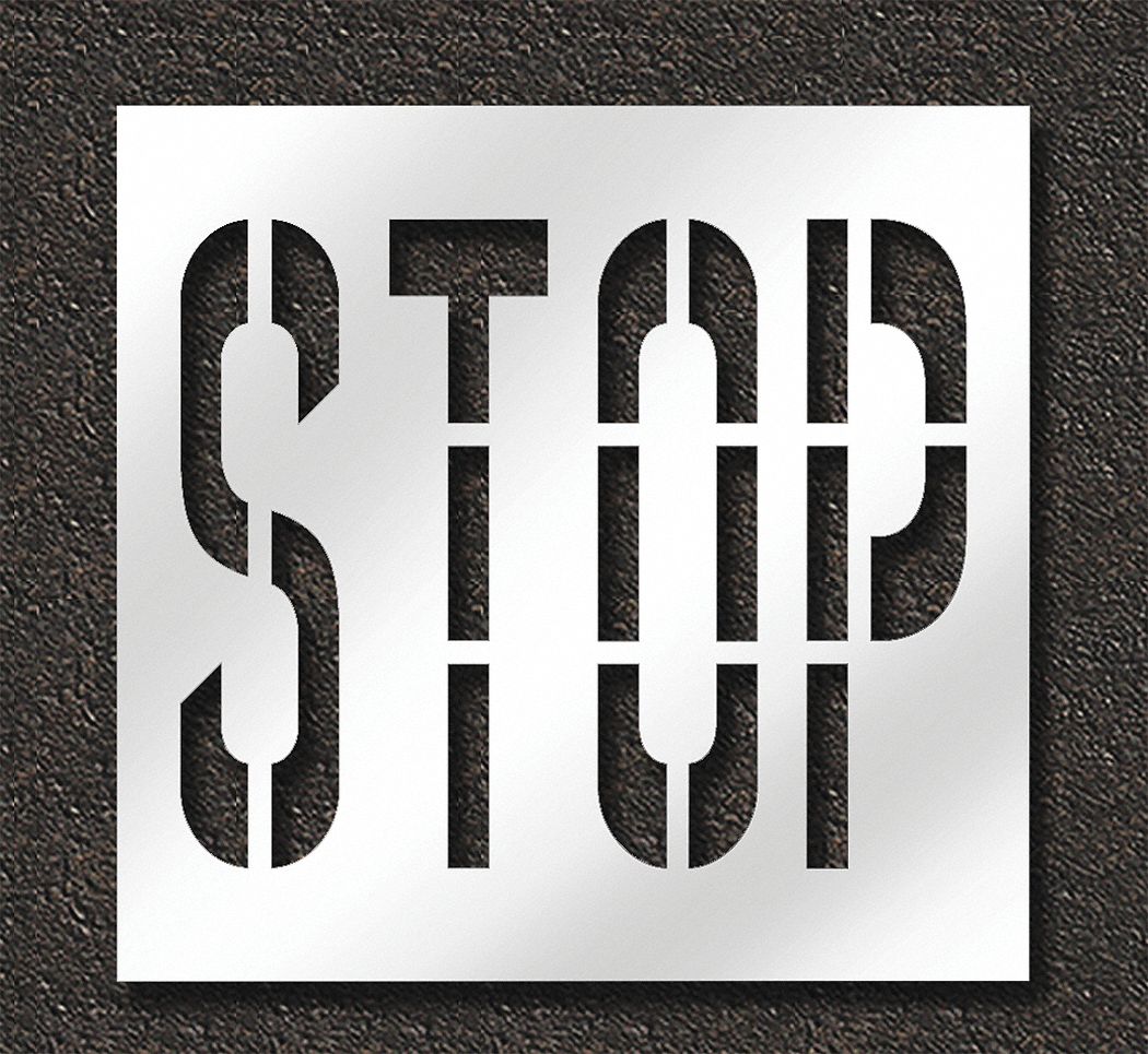 Stop, 0.125 in Thick, Pavement Stencil - 429W48|STL-108-73603 - Grainger