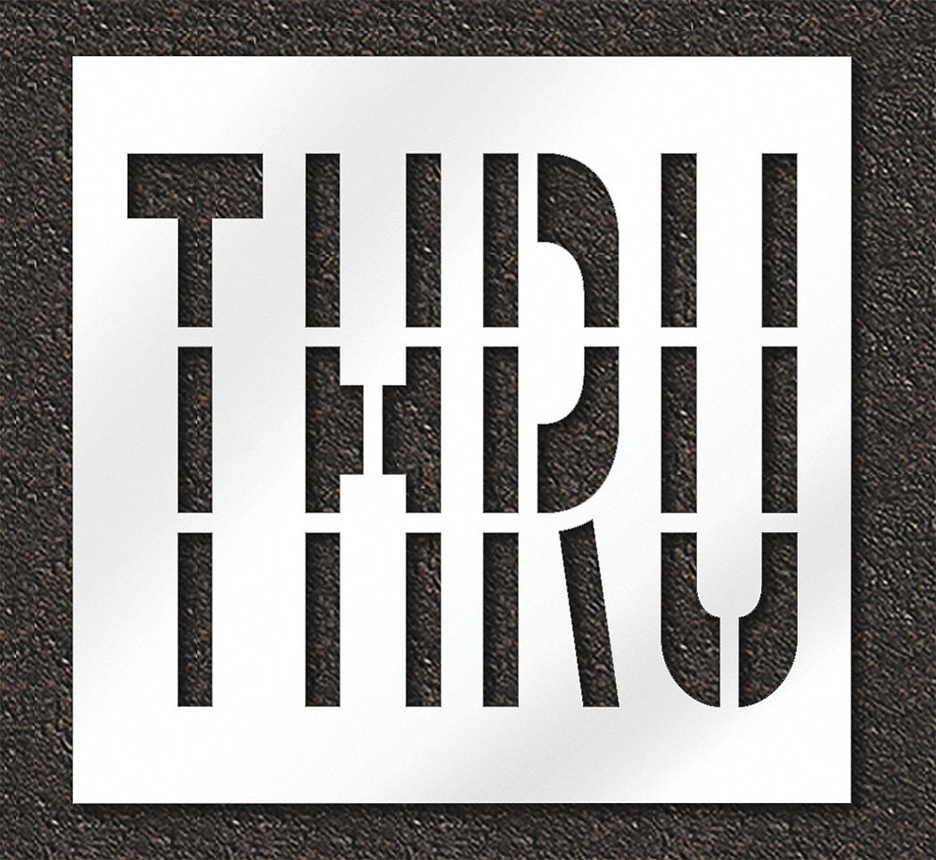 Individual Stencil: Thru, 0.125 in Thick, 48 in Overall Ht, 50 in Overall Wd, Highway Gothic